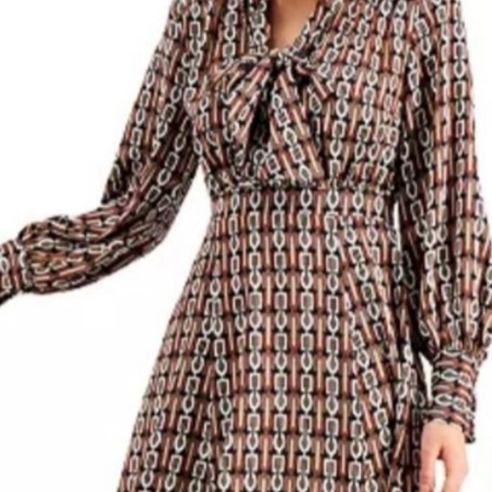 INC International Concepts women’s dress size M Brown Black and White Chain - Picture 3 of 9